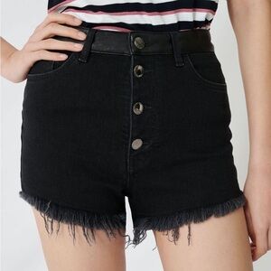 Maje black frayed cut off denim shorts